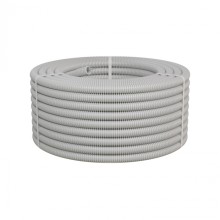 Труба ПНД-FRUF гофрир. легкая, с зондом,без галогена, трудногорючая, атмосферостойкая,цвет серый, диам. 25мм (50м) Экопласт (20125HFR-UF)