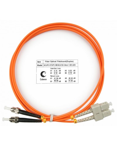 Шнур оптический duplex SC-ST 62,5/125 mm 1,5м LSZH Cabeus FOP-62-SC-ST-1,5m в Октябрьском Патч-корды оптические Pintop.ru