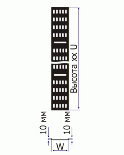 Лоток вертикальный кабельный для шкафов 18U, шириной 200 мм, черный TWT TWT-CB-CTR-18U-2 в Октябрьском Кабельные лотки Pintop.ru