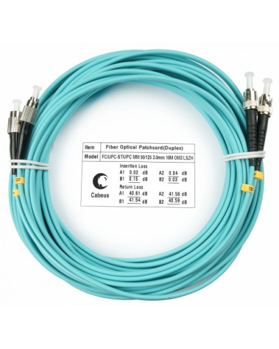 Шнур оптический duplex FC-ST 50/125 mm OM3 15м LSZH Cabeus FOP-50-FC-ST-15m в Октябрьском Патч-корды и пигтейлы Pintop.ru