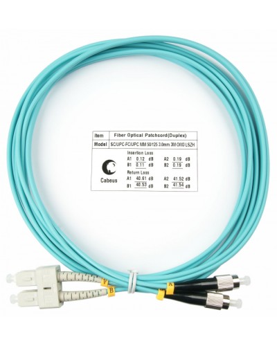 Шнур оптический duplex SC-FC 50/125 mm OM3 3м LSZH Cabeus FOP-50-SC-FC-3m в Октябрьском Патч-корды и пигтейлы Pintop.ru