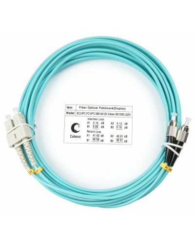 Шнур оптический duplex SC-FC 50/125 mm OM3 5м LSZH Cabeus FOP-50-SC-FC-5m в Октябрьском Патч-корды и пигтейлы Pintop.ru