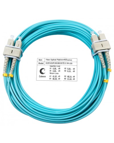 Шнур оптический duplex SC-SC 50/125 mm OM3 15м LSZH Cabeus FOP-50-SC-SC-15m в Октябрьском Патч-корды и пигтейлы Pintop.ru