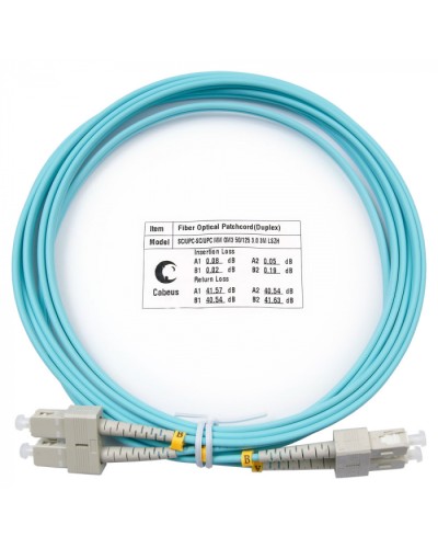 Шнур оптический duplex SC-SC 50/125 mm OM3 3м LSZH Cabeus FOP-50-SC-SC-3m в Октябрьском Патч-корды и пигтейлы Pintop.ru