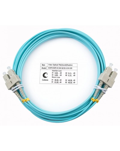 Шнур оптический duplex SC-SC 50/125 mm OM3 7м LSZH Cabeus FOP-50-SC-SC-7m в Октябрьском Патч-корды и пигтейлы Pintop.ru