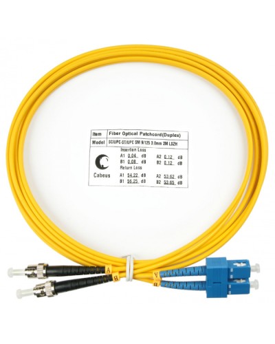 Шнур оптический duplex SC-ST 9/125 SM 2 м LSZH Cabeus FOP(d)-9-SC-ST-2M в Октябрьском Патч-корды оптические Pintop.ru