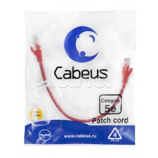 Патч-корд UTP, категория 5e, 0.3 м, неэкранированный, красный Cabeus PC-UTP-RJ45-Cat.5e-0.3m-RD
