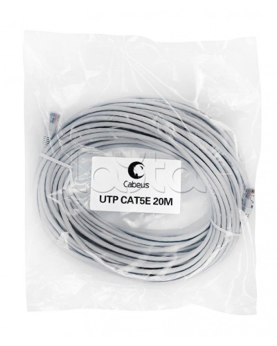Шнур коммутационный 2xRJ-45/8P8C U/UTP кат.5е (20 м) Cabeus PC-UTP-RJ45-Cat.5e-20m в Октябрьском Патчкорды (медные) Pintop.ru