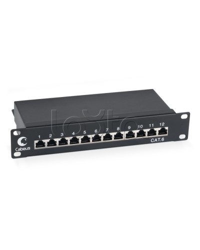 Патч-панель 10, 12 портов RJ-45 полностью экранированная, категория 6, Dual IDC Cabeus PL-12-Cat.6 10-SH-Dual IDC в Октябрьском Патч панель Pintop.ru