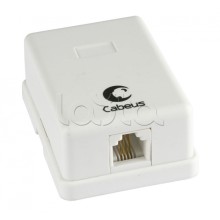 Розетка телефонная RJ-12(6P4C), одинарная, внешняя, белая Cabeus WS-6P4C-TEL-1