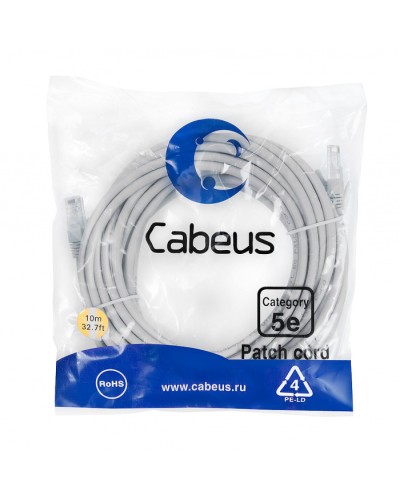 Патч-корд медный U/UTP кат.5е (20м) LSZH (серый) Cabeus (PC-UTP-RJ45-Cat.5e-20m-LSZH) в Октябрьском Патчкорды (медные) Pintop.ru