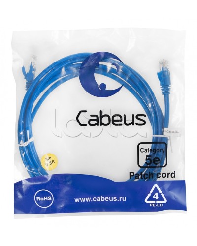Патч-корд медный U/UTP кат.5е (3м) LSZH (синий) Cabeus (PC-UTP-RJ45-Cat.5e-3m-BL-LSZH) в Октябрьском Патчкорды (медные) Pintop.ru