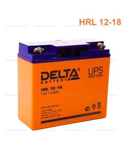 Аккумулятор свинцово-кислотный Delta HRL 12-18 в Октябрьском Электротехническое оборудование Pintop.ru