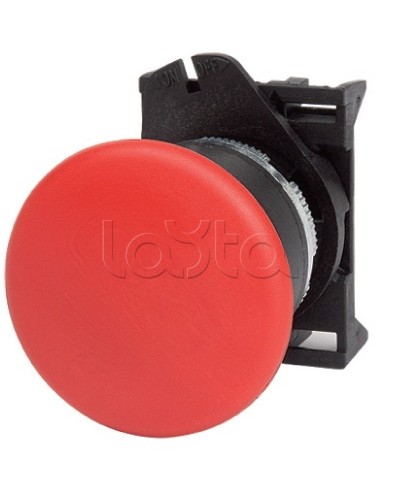 Кнопка грибовидная, прозрачная с фиксацией, красная д. 40 DKC ABHL1M4N в Октябрьском Аксессуары для стоек и шкафов Pintop.ru