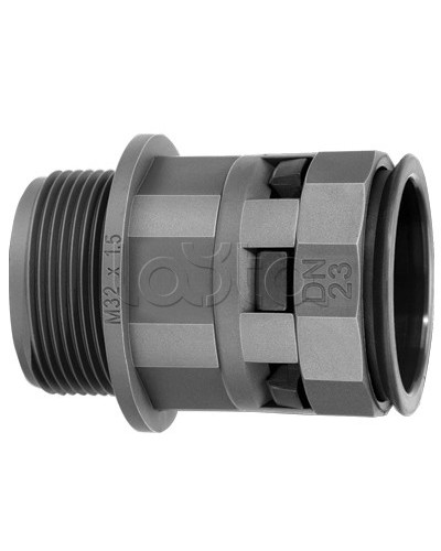 Муфта труба-коробка DN 48 мм, М63х1,5, полиамид, цвет черный DKC PAM48M63N в Октябрьском Повороты, муфты, тройники Pintop.ru