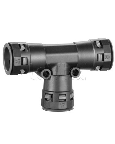 Тройник DN 12/12/12 мм, полиамид, цвет черный DKC PAT12N в Октябрьском Повороты, муфты, тройники Pintop.ru