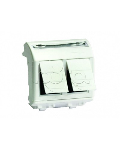 Ком.роз. двойная RJ45 кат.6 (8P8C, Hyperline, Dual IDC: 110&Krone) Brava, слон.кость, 2мод (75452S) в Октябрьском Аксессуары для кабель-канала Pintop.ru