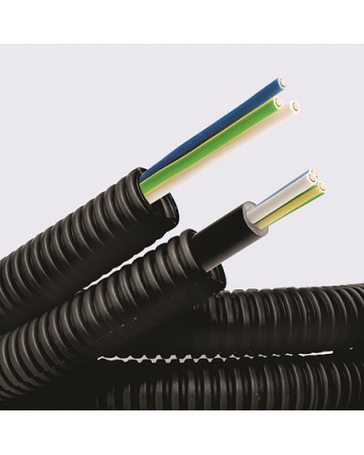 Электротруба ПНД гибкая гофр. д.16мм, цвет черный, с кабелем ВВГнг(А)-LS 3х1,5мм² РЭК ГОСТ+, 50м DKC 7L71650 в Октябрьском Труба гофрированная Pintop.ru