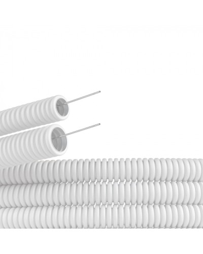 Труба ПЛЛ гибкая гофр. не содержит галогенов д.16мм, ПВ-0, с протяжкой,100м, цвет белый DKC (81816) в Октябрьском Труба гофрированная Pintop.ru