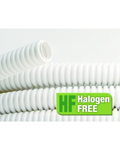 Труба ПЛЛ гибкая гофр. не содержит галогенов д.40мм, ПВ-0, с протяжкой,20м, цвет белый DKC 81840 в Октябрьском Труба гофрированная Pintop.ru