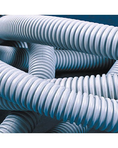 Труба ПВХ гибкая гофр. д.20мм, лёгкая с протяжкой, 25м, цвет серый DKC 9192025 в Октябрьском Гладкая труба Pintop.ru