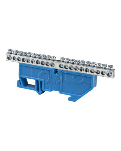Шина 0 N (6x9мм) 20 отв. цинк синий изолятор на DIN-рейку EKF PROxima (sn1-63-20-d) в Октябрьском Клеммные колодки Pintop.ru