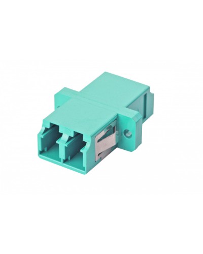 Оптический адаптер OM3, дуплекс LC, с фланцами, бирюзовый Eurolan (36A-30-2L-02AQ) в Октябрьском Проходные адаптеры и розетки оптические Pintop.ru