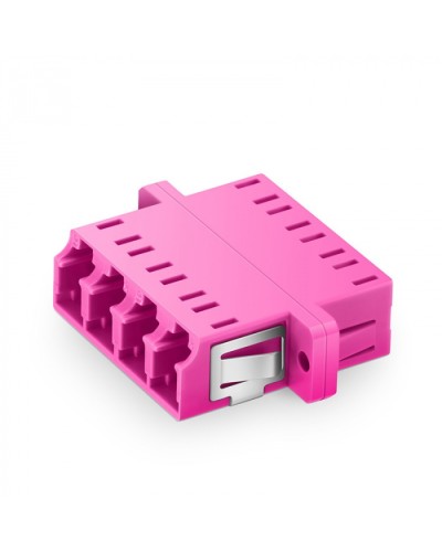 Оптический адаптер OM4, квадро LC, с фланцами, пурпурный Eurolan (36A-40-4L-02MG) в Октябрьском Проходные адаптеры и розетки оптические Pintop.ru