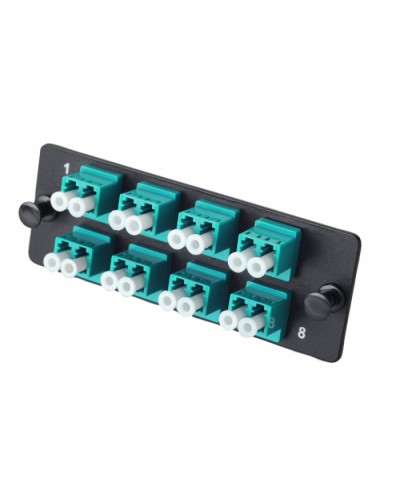 Комплект планка Q-SLOT с 8 адаптерами дуплекс LC OM3, монтажные шнуры, КДЗС Eurolan (38M-30-2L-08BL) в Октябрьском Кроссы оптические Pintop.ru