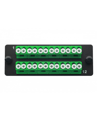 Комплект планка Q-SLOT с 12 адаптерами дуплекс LC OS2, монтажные шнуры, КДЗС Eurolan 38M-S2-2L-12BL в Октябрьском Коннекторы Pintop.ru