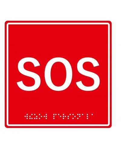 Табличка тактильная с пиктограммой SOS (150x150мм) (красный фон) Hostcall MP-010R1 в Октябрьском Дополнительное оборудование для ОПС Pintop.ru