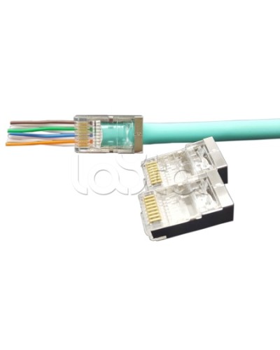 Разъем легкой оконцовки RJ-45 (8P8C) под витую пару Hyperline (PLEZ-8P8C-U-C6-100) в Октябрьском Патч-корды и пигтейлы Pintop.ru