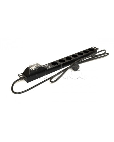 Блок розеток горизонтальный черн Hyperline (SHE19-7SH-BF-2.5EU) в Октябрьском Блоки розеток Pintop.ru