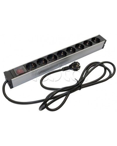 Блок розеток для 19 шкафов, горизонтальный Hyperline (SHZ19-8SH-S-2.5EU) в Октябрьском Блоки розеток Pintop.ru