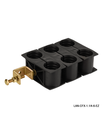 Комплект крепления для 6-ти коаксиальных кабелей диаметром 1-1/4, со струбциной LANMASTER LAN-CFX-1.1/4-6-EZ в Октябрьском Аксессуары для стоек и шкафов Pintop.ru