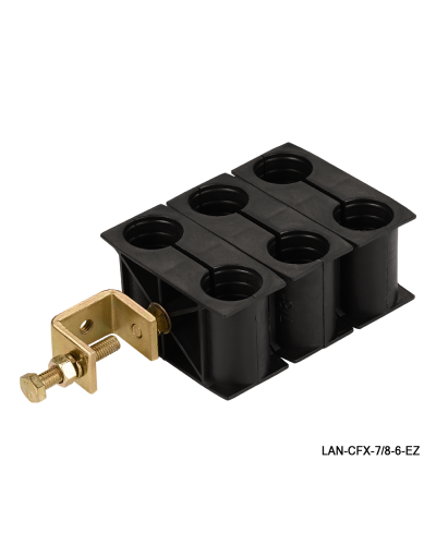 Комплект крепления для 6-ти коаксиальных кабелей диаметром 7/8, со струбциной LANMASTER LAN-CFX-7/8-6-EZ в Октябрьском Аксессуары для стоек и шкафов Pintop.ru