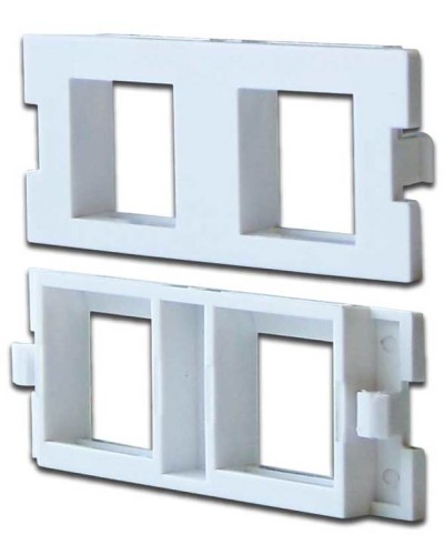 Вставка модульная на 2 кейстоуна в розетку LAN-MB, белая LANMASTER (LAN-MBP-2OK-WH) в Октябрьском Проходные адаптеры и розетки оптические Pintop.ru