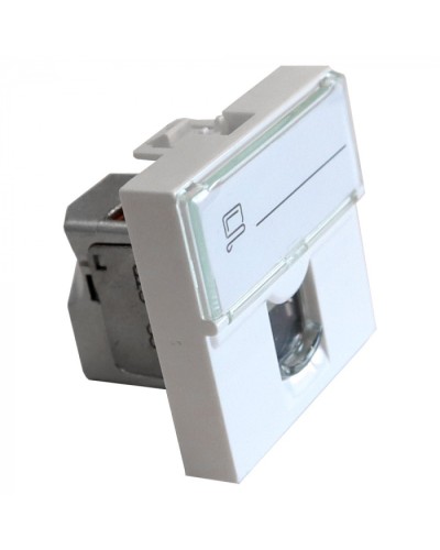 Вставка Mosaic 45x45, RJ-45 STP, кат.6, со шторкой и увеличенным окном маркировки, белая LANMASTER LAN-SIP-23S6-WH в Октябрьском Модули Keystone Pintop.ru
