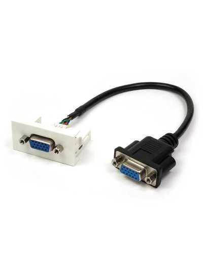 Вставка Mosaic 22.5x45 с адаптером VGA D-SUB HDB-15 мама, со шнуром 3 м папа, белая LANMASTER LAN-WA-LP-VGA-FM-3.0 в Октябрьском Аксессуары для стоек и шкафов Pintop.ru
