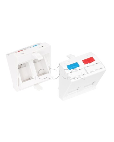 Вставка 45x45 KeyStone 2 порта NIKOMAX (NMC-PM2P-AF-WT) в Октябрьском Аксессуары для кабель-канала Pintop.ru