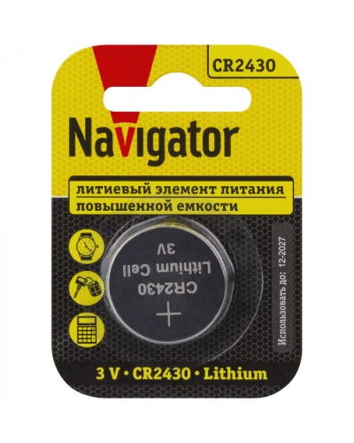 Элемент питания Navigator 93 828 NBT-CR2430-BP1 в Октябрьском Электротехническое оборудование Pintop.ru