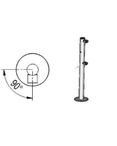 Стойка ограждения с отверстием под фиксатор L-образная, 2 муфты справа Oxgard Стойка ограждения с отверстием под фиксатор L-образная, 2 муфты справа (ВЗР 1996.09.62) в Октябрьском Ограждения Pintop.ru