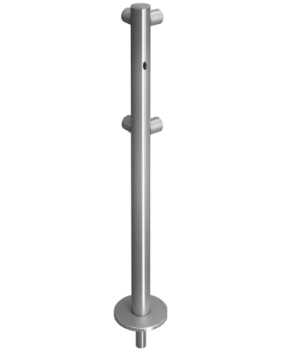 Стойка ограждения съемная L-образная с отверстием под фиксатор, 2 муфты слева Oxgard ВЗР 1996Р.21-06 в Октябрьском Ограждения Pintop.ru