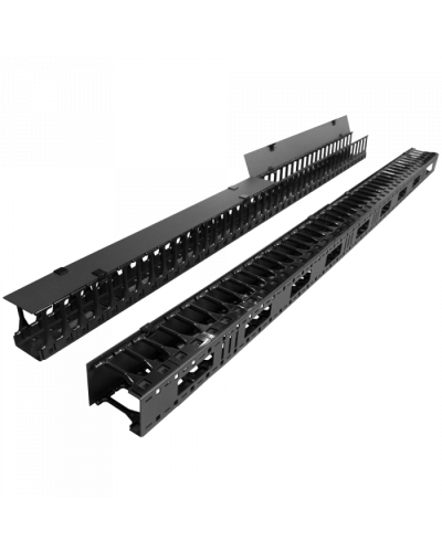 Вертикальные органайзеры с пласт пальцами, глубина 112 мм, 42U, черные TWT (TWT-CBB-DVO-42U/S) в Октябрьском Кабельные органайзеры Pintop.ru