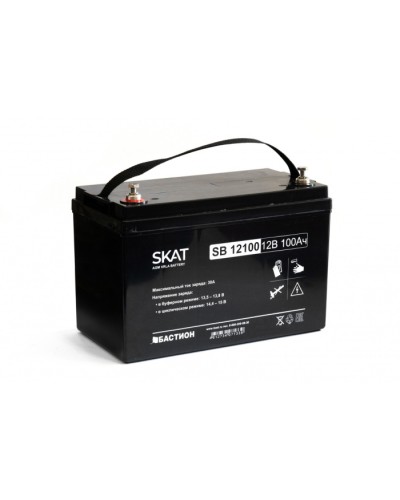 Бастион SKAT SB 12100 АКБ свинцово-кислотная тип AGM 12V 100Ач Iзар.30А, клеммы под болт М6 в Октябрьском Электротехническое оборудование Pintop.ru