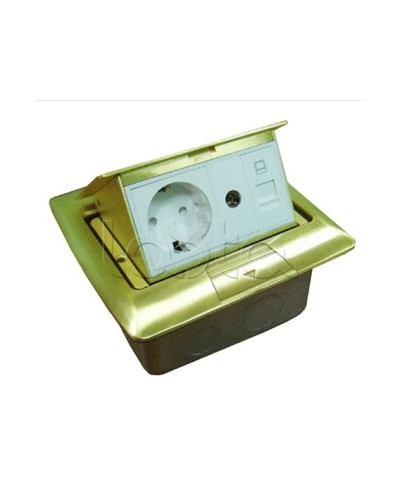 Люк встраиваемый на 1,5 модуля (45х45 мм) с коробкой, латунь, IP44 Экопласт 70023 в Октябрьском Системы лючков и колонн Pintop.ru