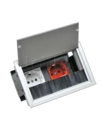 Люк настольный встраиваемый на 2 модуля (45х45мм) с крышкой, алюминий IP20 Экопласт 70042 в Октябрьском Системы лючков и колонн Pintop.ru