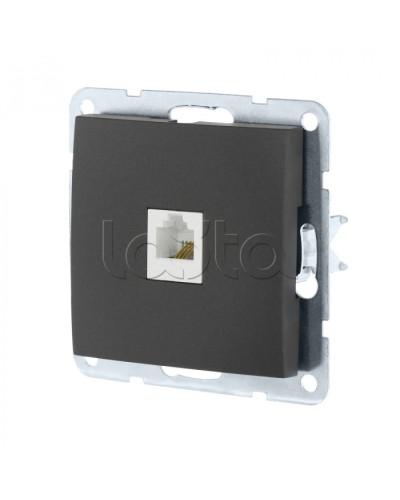 Розетка телефонная RJ-12 с накладкой (черный бархат) LK60 Экопласт (865508-1) в Октябрьском Розетки компьютерные и телефонные Pintop.ru