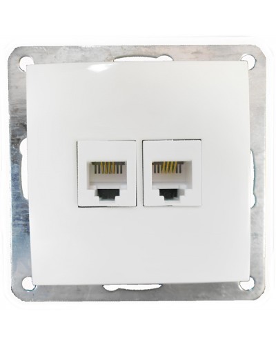Розетка телефонная двойная 2хRJ-11 с накладкой (белый) LK60 (865604) в Октябрьском Розетки компьютерные и телефонные Pintop.ru