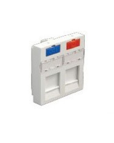 Лицевая панель (накладка) информационной розетки, 45х45 мм, 2 входа Экопласт (87002) в Октябрьском Розетки компьютерные и телефонные Pintop.ru